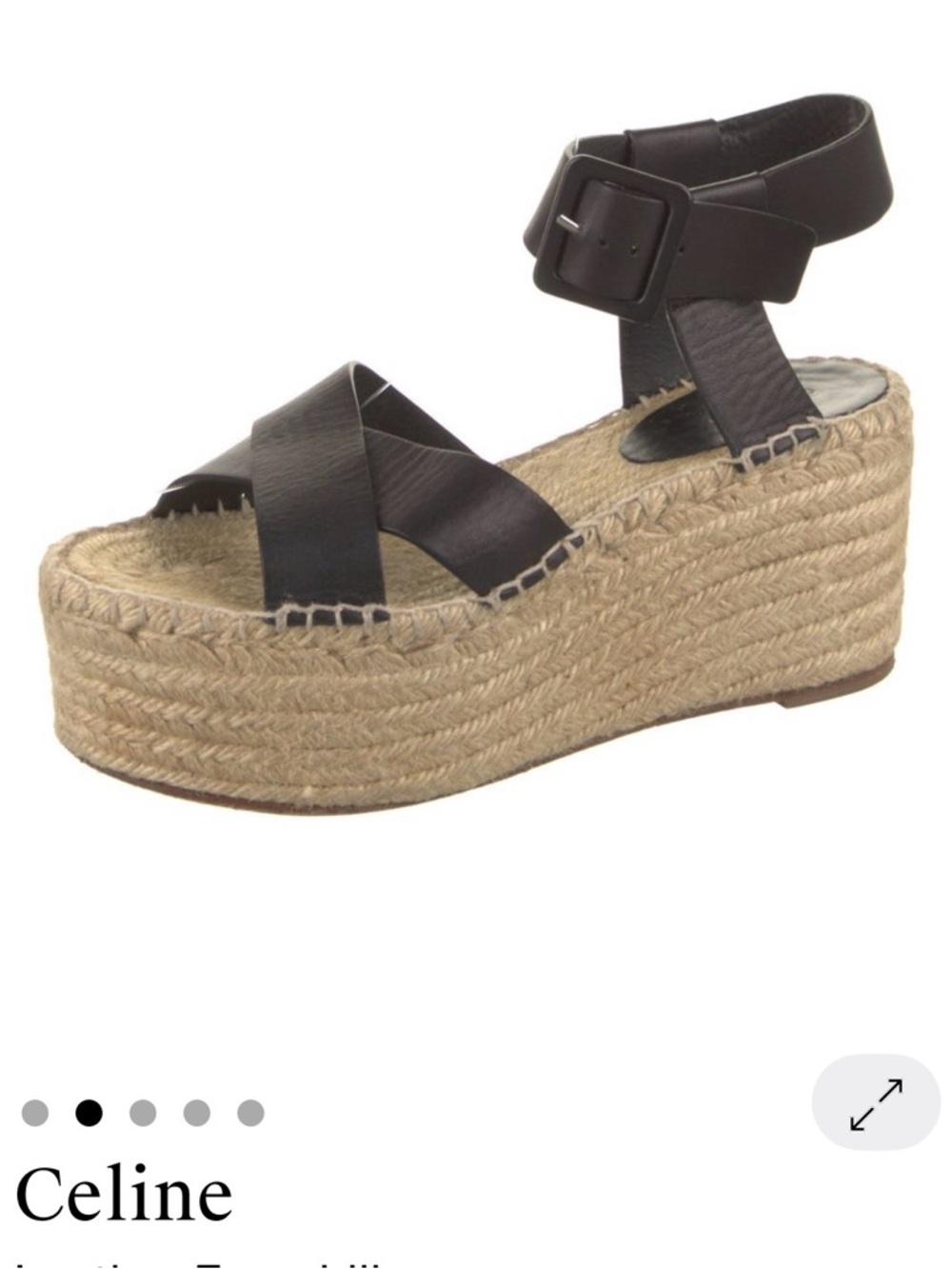 Celine Black Leather Jute-Wrapped Platform Sandals - Picture 3 of 4